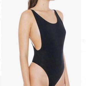 🔴 3/$15 American Apparel Women's Black Bodysuit Low Back Cut Thong L